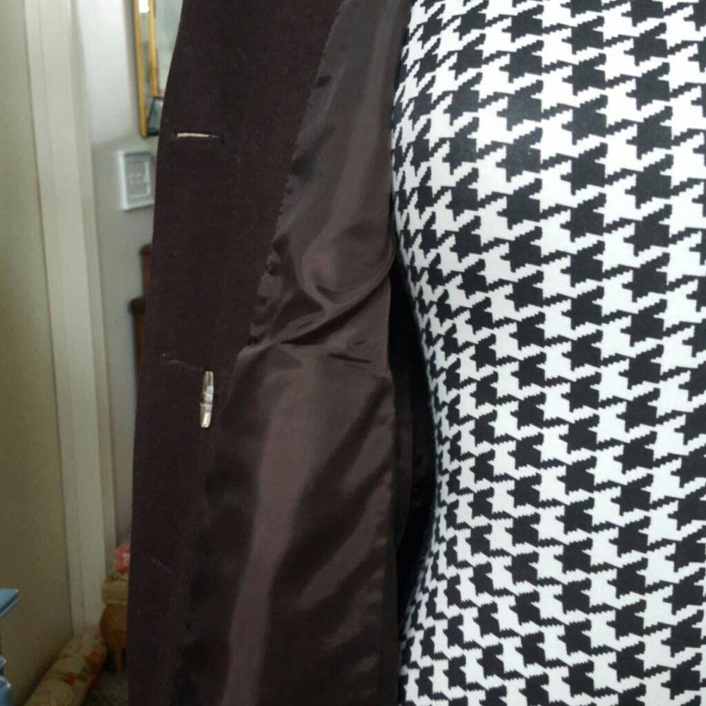 Signature Brown Wool Blend Pea Coat Size 6 - Picture 8 of 10